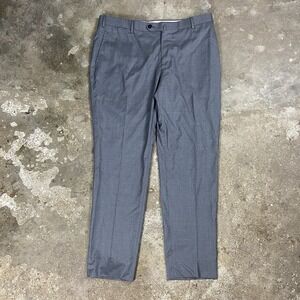 Isaia Napoli Chino Pants Size 54R Gray 100% Wool Pleated Straight Fit Italy